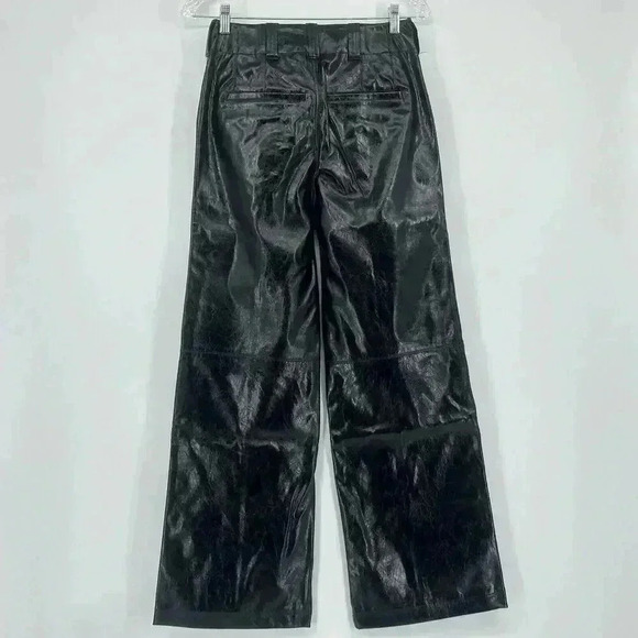 NWT Free People Star Crossed Lovers Patent Leather Straight Pants Black Sz 0 - Picture 11 of 16